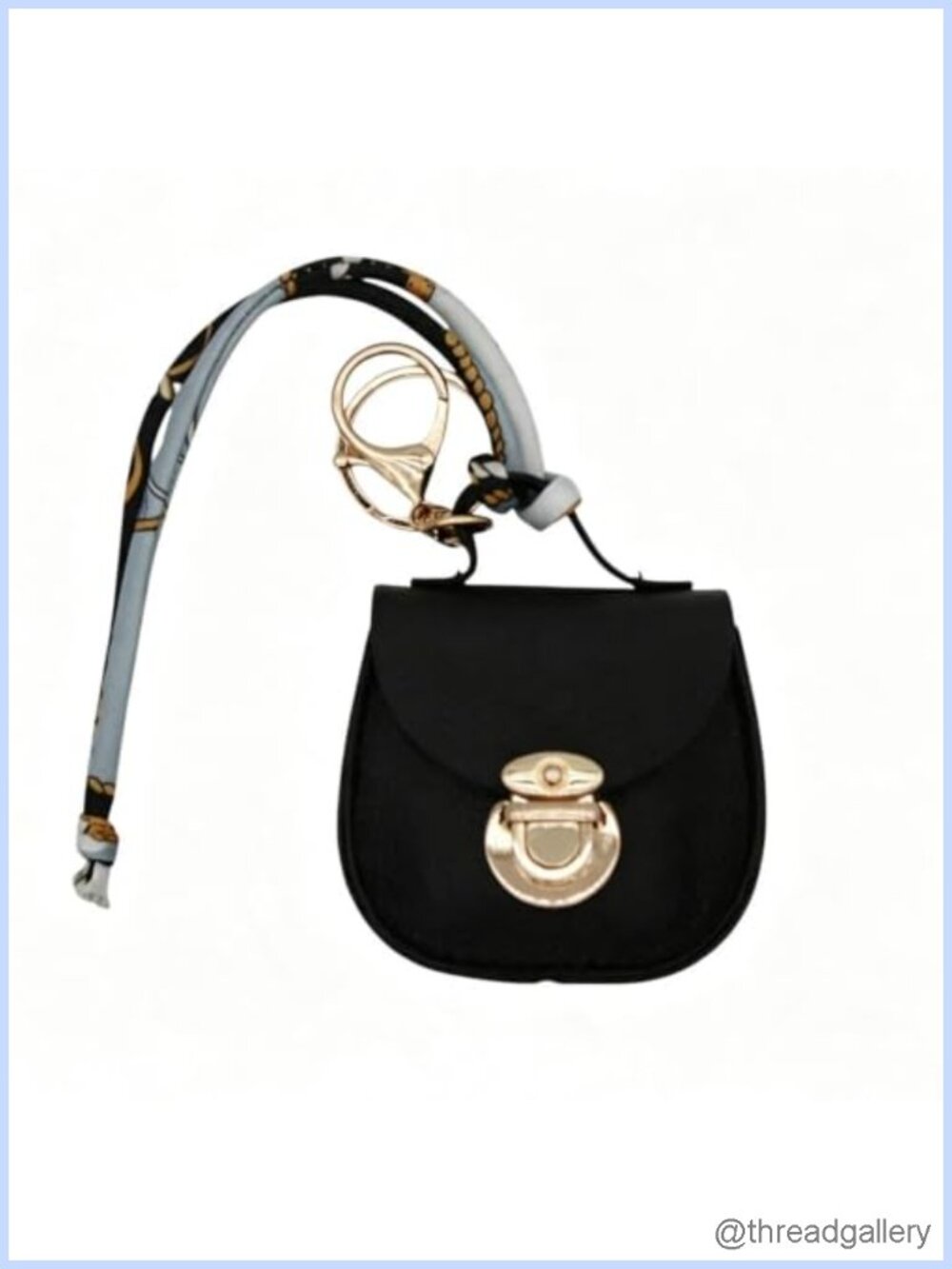 Mini Saddle Bag Keychain Litchi-Grain PU Leather Turn-Lock Coin Purse